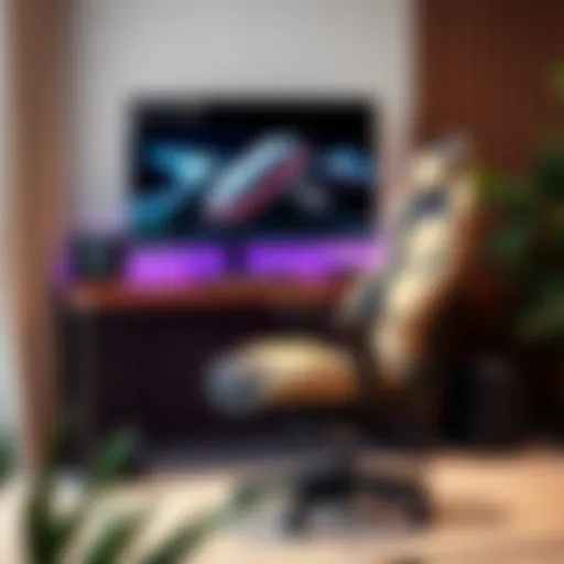 Harmonious Design of Gaming Desk and Ergonomic Chair A sleek gaming desk paired with a modern ergonomic chair, showcasing their harmonious design.