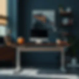 Hydraulic adjustable desk showcasing its height adjustment feature