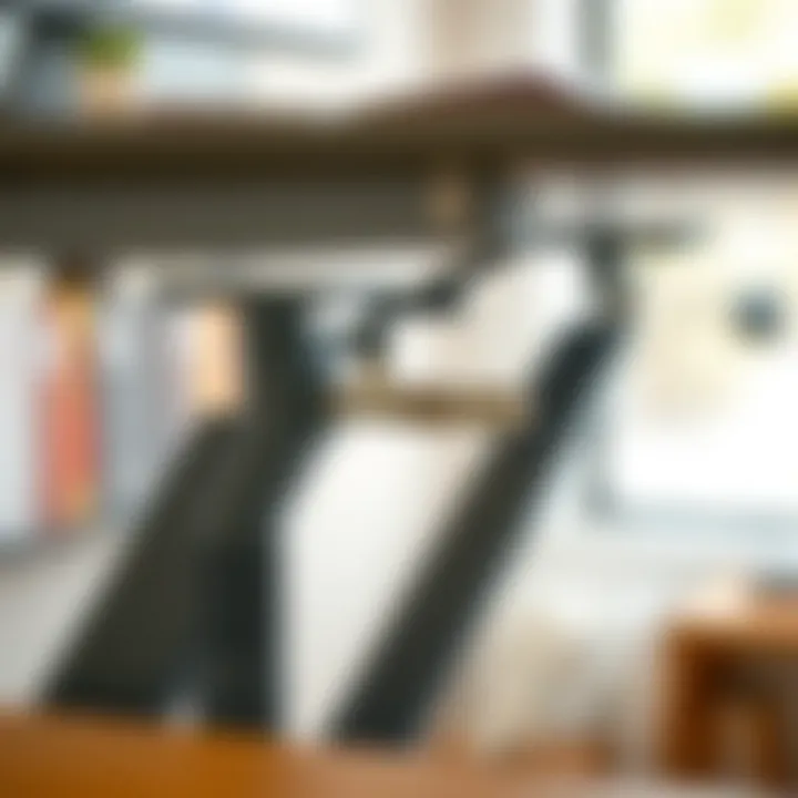 Hydraulic Mechanism of an Adjustable Desk Close-up of hydraulic mechanism in an adjustable desk