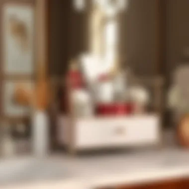 Stylish metal large vanity organizer with decorative elements