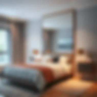 Creating Depth in Cozy Environments Luxurious floor mirror creating depth in a cozy bedroom