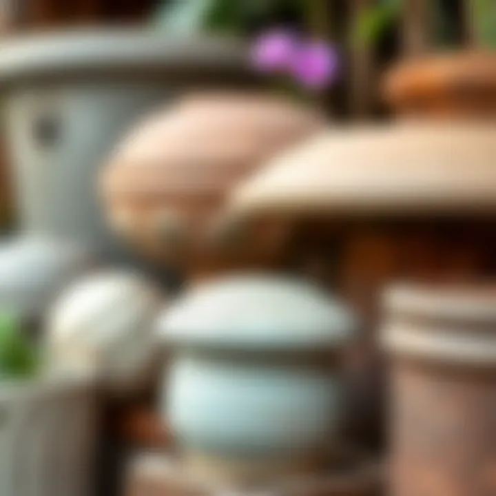 Close-up of various materials used in lightweight garden containers showcasing textures and colors.