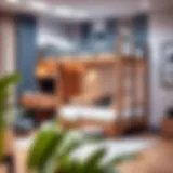 Stylish bunk bed with integrated desk and storage