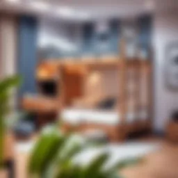 Stylish bunk bed with integrated desk and storage