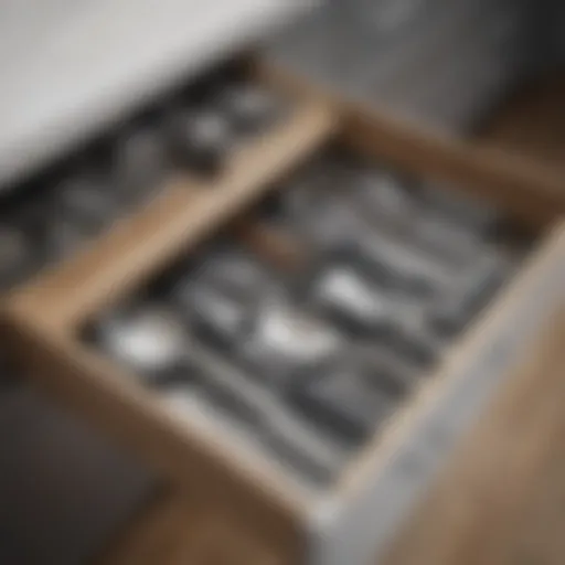 Elegant design of a sliding drawer insert showcasing organized kitchen utensils