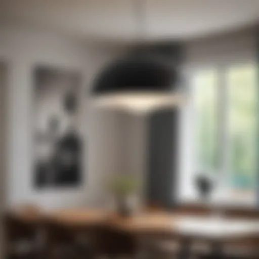 Sleek modern pendant light above a dining table