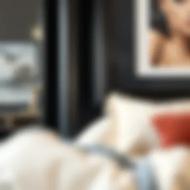 Close-up of an oversized black picture frame highlighting artwork