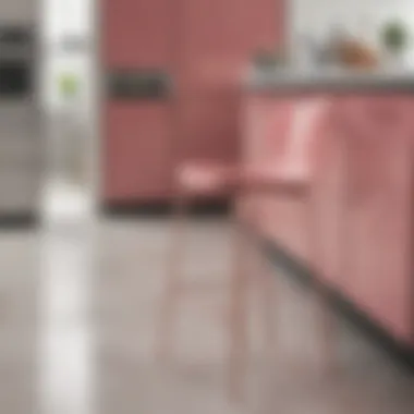 Elegant pink counter stool in a modern kitchen decor