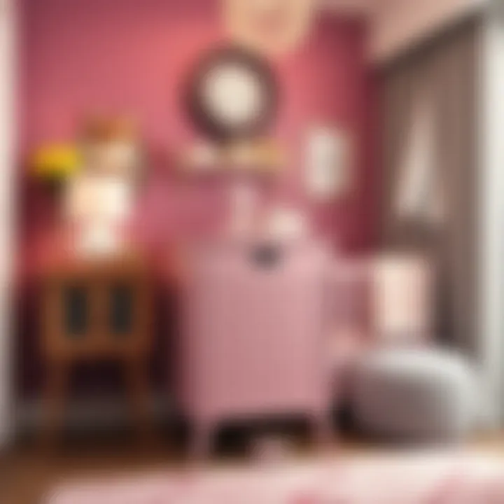 Harmonious Decor Integration Stylish pink hamper complementing nursery decor