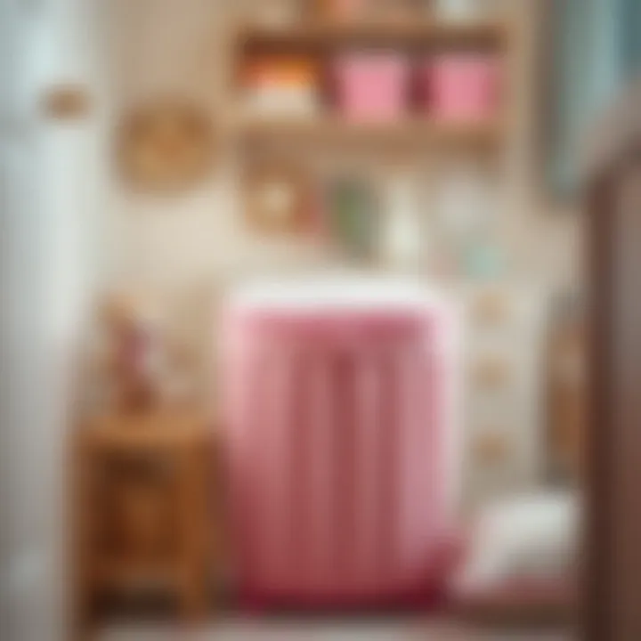 Effective Organization in Nursery Spaces Functional pink hamper used for organization in a child's room