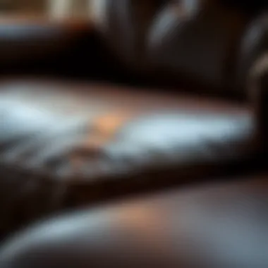 Close-up of premium leather texture on recliner chair