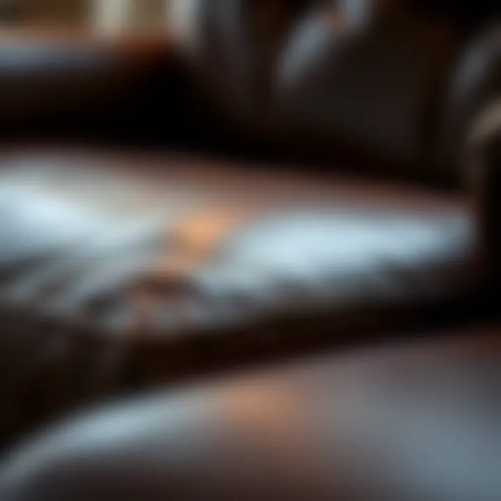 Close-up of premium leather texture on recliner chair