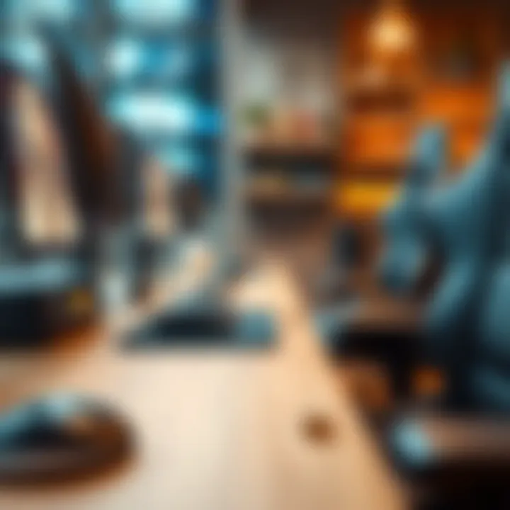 Quality and Aesthetics of Gaming Setup Materials A close-up of premium materials used in gaming desks and chairs, highlighting quality and aesthetics.