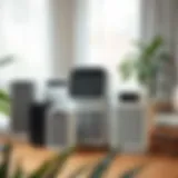 Illustration of various air purifiers with different filter types