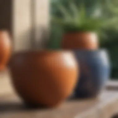 Quality Materials in Outdoor Pottery Close-up of high-quality materials used in outdoor pottery