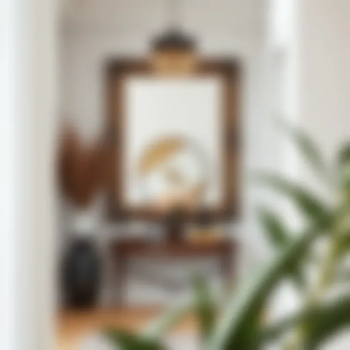 Chic entryway showcasing a decorative rectangular frame