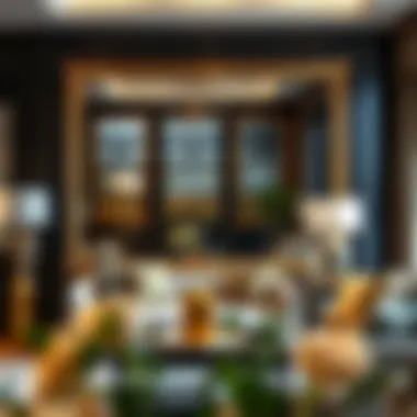 Elegant rectangular framed mirror in a stylish living room