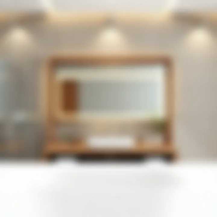 Modern bathroom featuring a sleek rectangular mirror