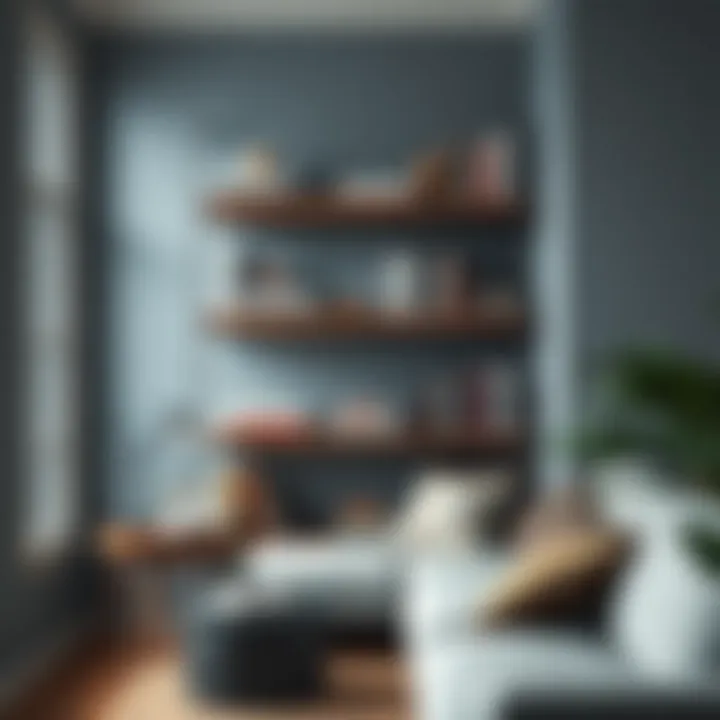 Cozy Reading Corner Cozy reading nook with rustic floating shelves and books