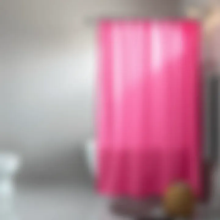 Vibrant Shower Curtain Adding Color to Grey Setting Vibrant shower curtain adding a pop of color to a grey setting