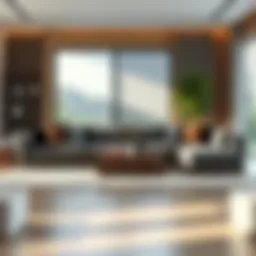 Elegant sofa table with integrated seating in a modern living room