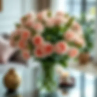 Sophisticated Bouquet of Silk Roses in a Vase A beautifully arranged bouquet of long stem silk roses in a sophisticated vase
