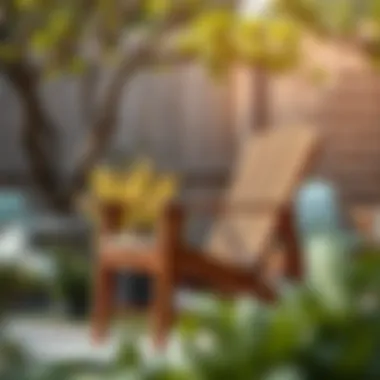 Elegant wooden lawn chair in a serene garden setting