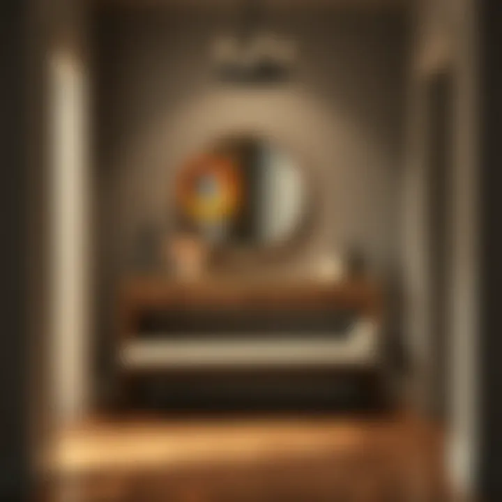 Sophisticated Entryway Design Sophisticated entryway featuring a harmonious blend of table and bench