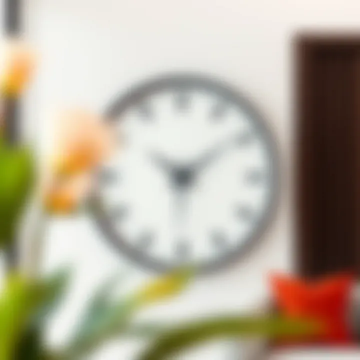 Sleek Modernity: A Minimalist Approach A sleek modern wall clock with minimalist design and bold colors