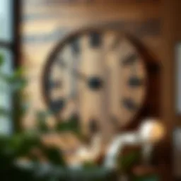 An exquisite large wall clock made from reclaimed wood, showcasing rustic charm