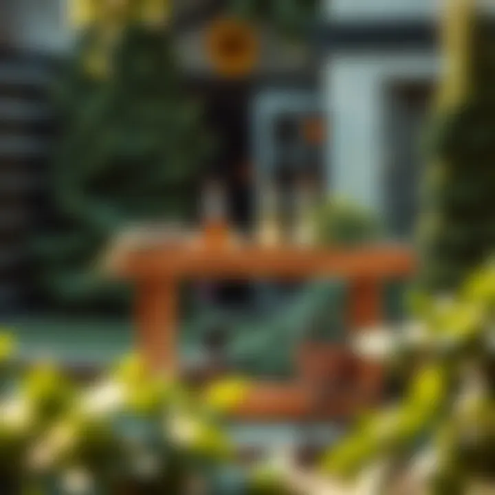 Embracing Nature with Wooden Serving Carts Natural wooden serving cart featuring greenery and outdoor ambiance