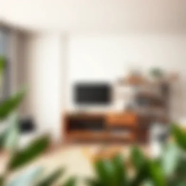 Installation of a sturdy wood shelf in a modern living room