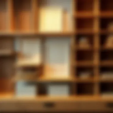 Various wood materials used for crafting shelves