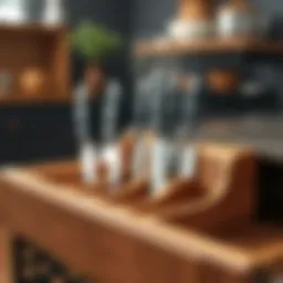 Elegant wooden knife organizer showcasing various knife slots