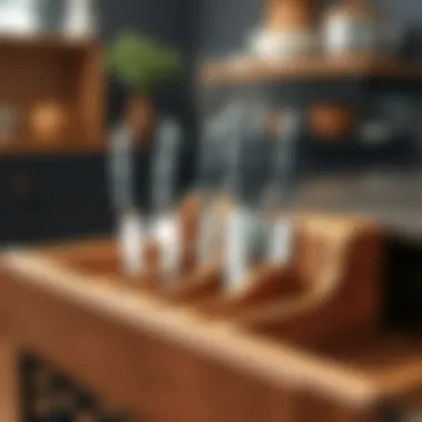 Elegant wooden knife organizer showcasing various knife slots