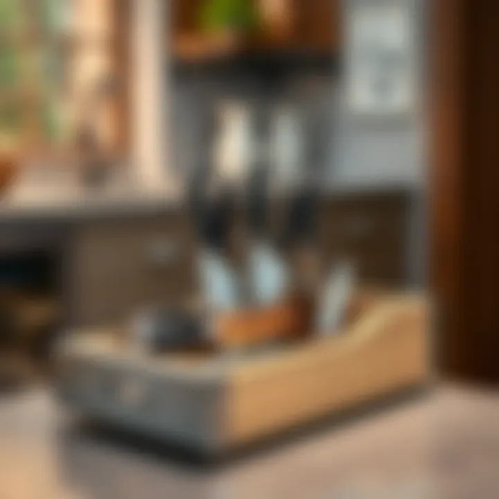 Stylish stainless steel knife organizer blending with contemporary decor
