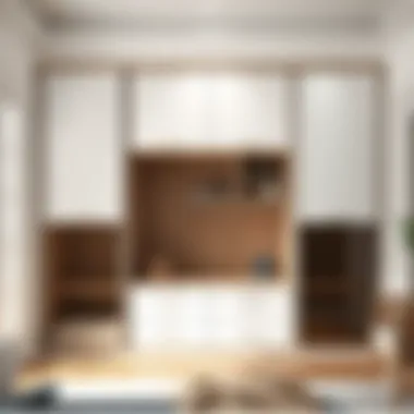 Elegant Wardrobe Design with Integrated Shelving Elegant wardrobe featuring sliding doors and integrated shelving