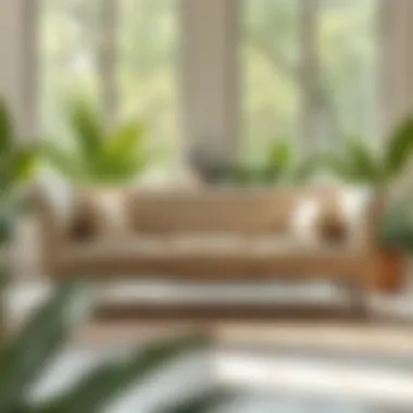Cream couch surrounded by natural light and greenery