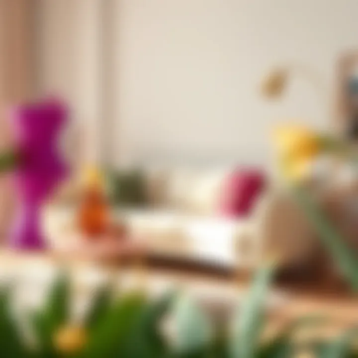 Stylish cream couch paired with colorful cushions