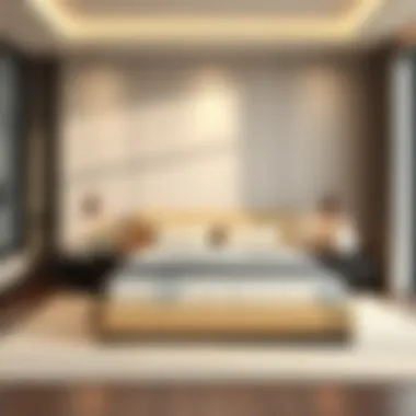 Modern beige bed in well-lit contemporary living space