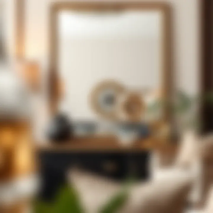 Chic interior design featuring a brass mirror