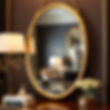 Elegant reflection in a brass mirror