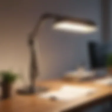 A workspace adorned with a flexible desk lamp demonstrating its role in enhancing productivity.