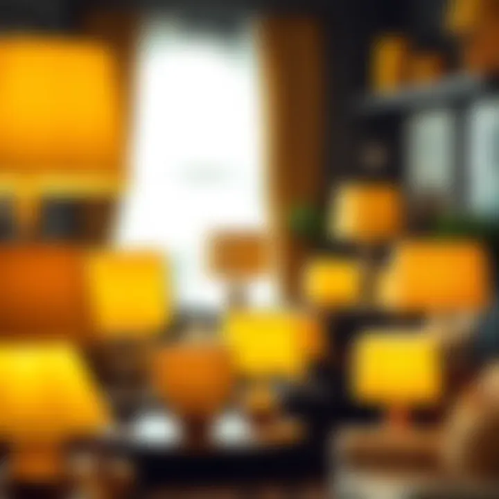 Variety of yellow lampshade styles displayed in a cozy setting