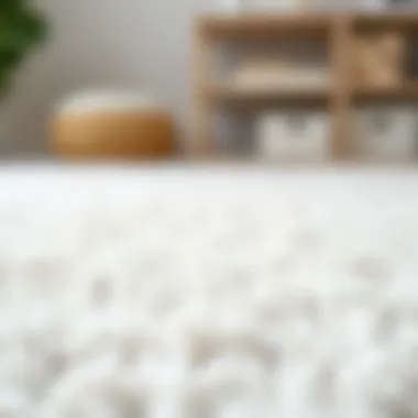 Close-up of a soft white nursery rug showcasing its texture and quality