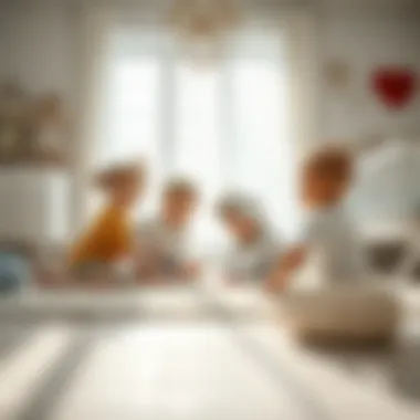 Children playing on a white nursery rug, highlighting its role in sensory development