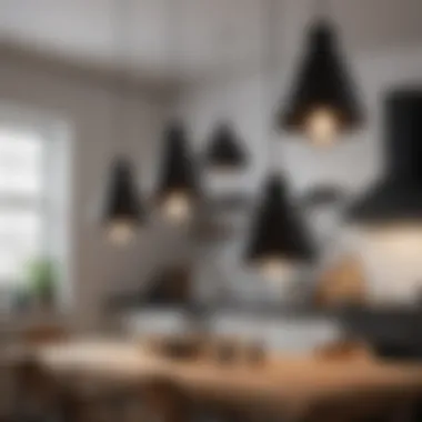 Diverse styles of black pendant lights in interior decor