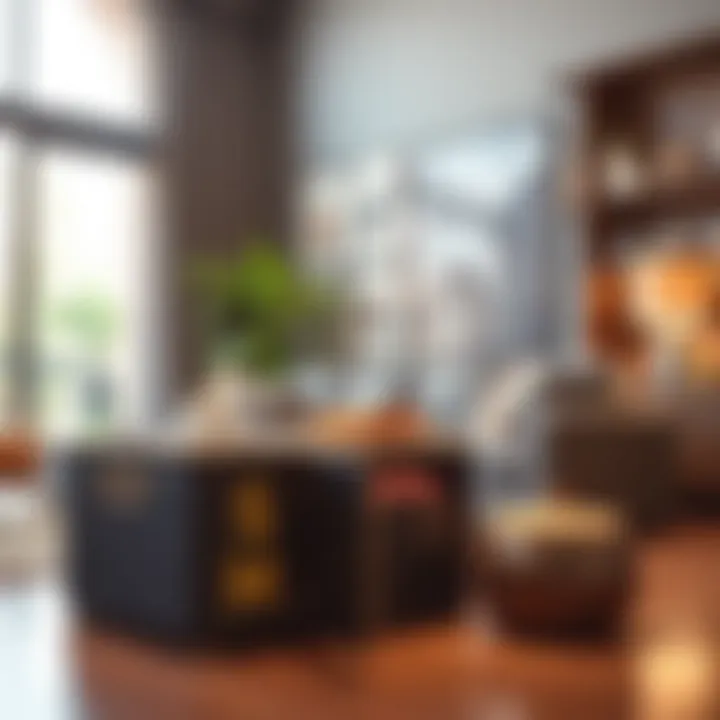 Stylish small storage containers in a modern living room setting