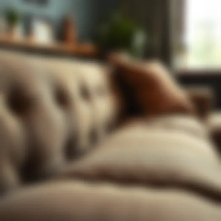 Close-Up of V Shape Couch Upholstery Close-up of V shape couch upholstery showcasing texture and quality