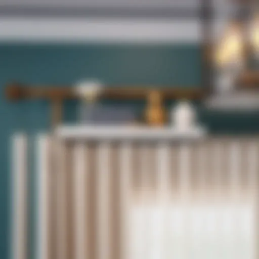 Elegant curtain rod with shelf showcasing decorative items